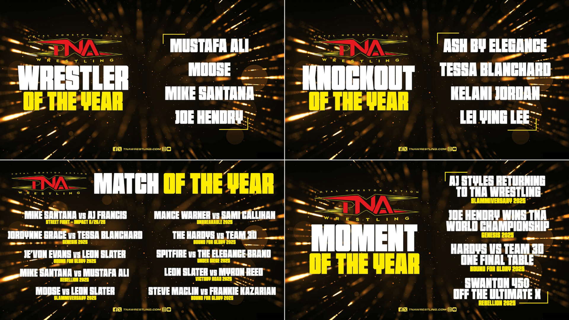 TNA Wrestling 2025 Year-End Award Categories & Nominees