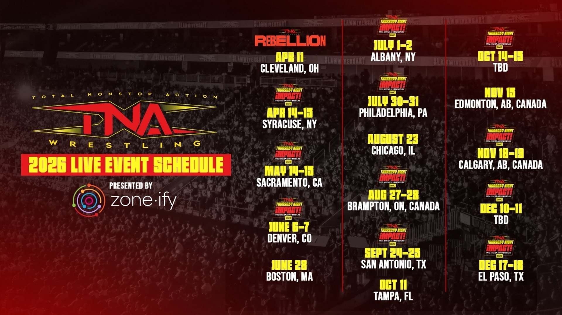 TNA Wrestling Tickets Go On-Sale Next Week for Seven Cities Across the U.S. and Canada