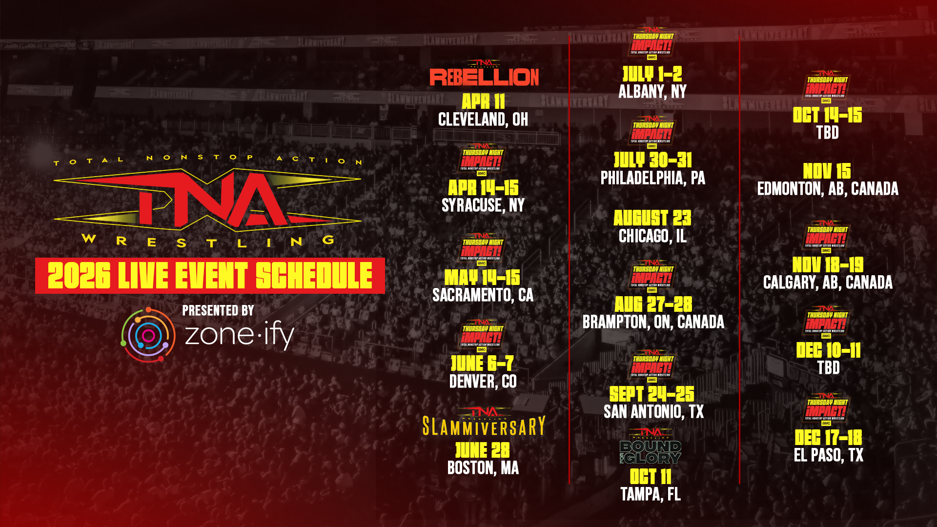 TNA Wrestling Releases Its Full 2026 Live Events Schedule