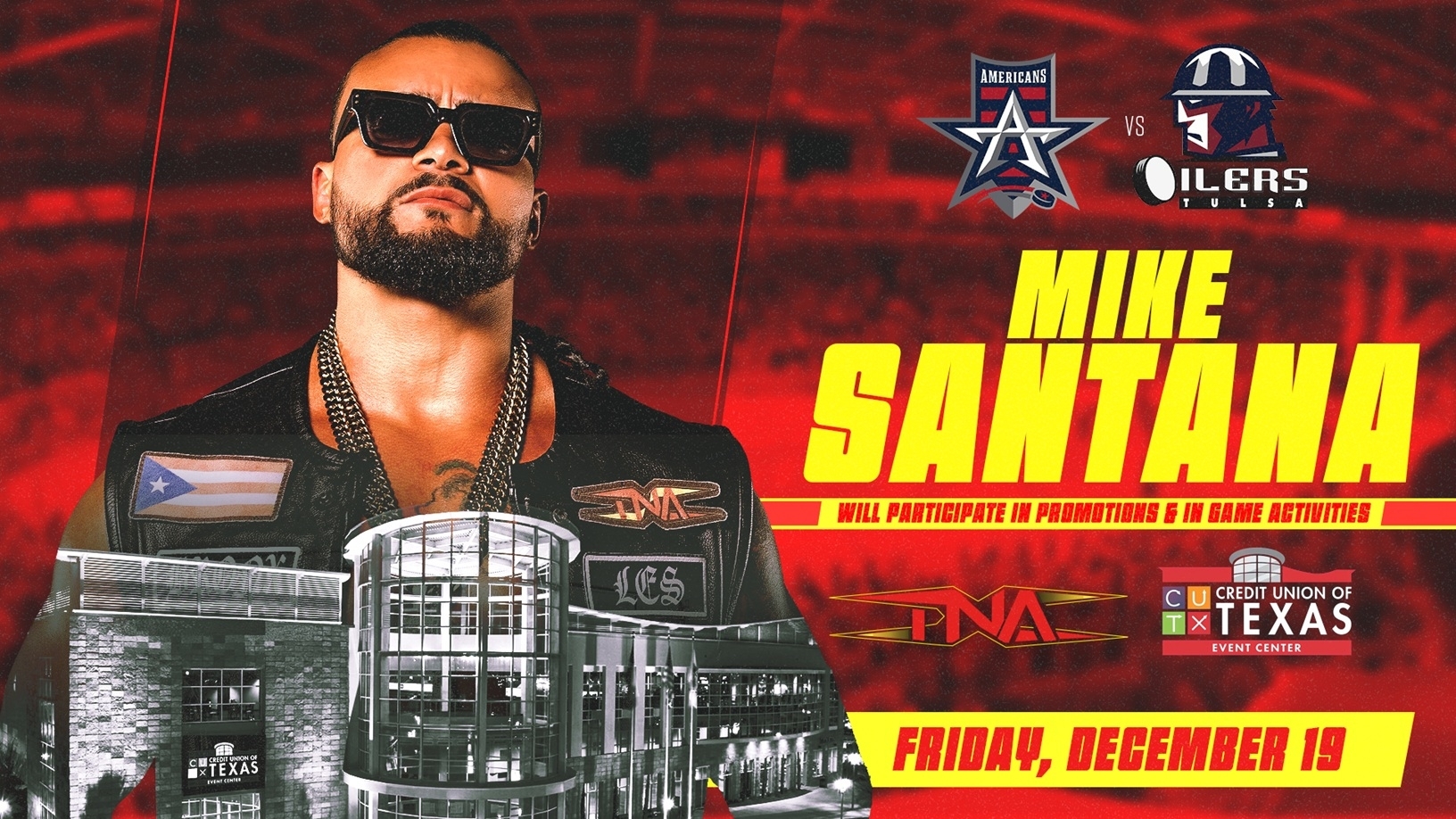 Mike Santana Set to Appear at the Allen Americans  Ice Hockey Game This Friday, December 19