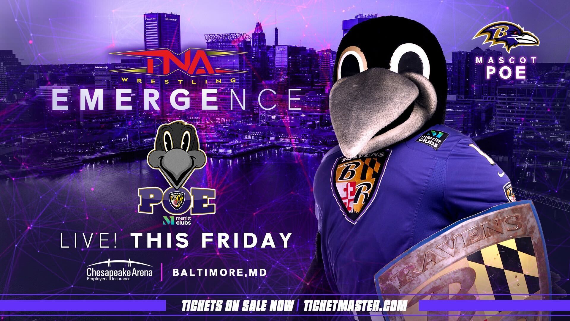 Baltimore Ravens Mascot Poe to Appear at TNA Emergence This Friday