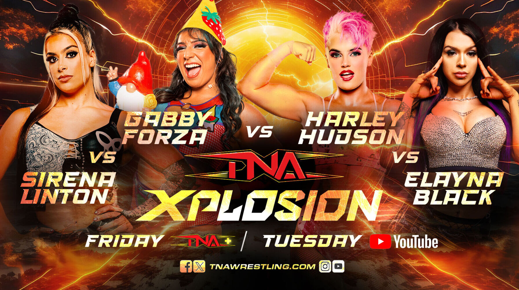 Sirena Linton and Gabby Forza team up to take on Harley Hudson and Elayna Black on Xplosion